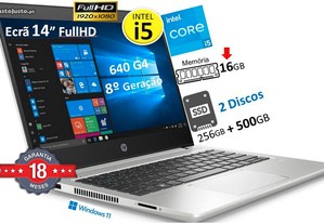 HP probook 640 G4 I5 8º 16GB 2x Discos SSD 256GB+500GB Ecrã 14p