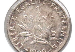 França - 1 Franc 1909 - mbc prata