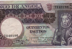 Angola - Nota de 500 Escudos de 10/6/1973 - mbc/mbc+