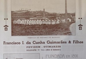 Fábricas Fiação e Tecidos "Guimarães" Quadro com Publicidade da Época