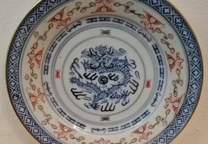 Prato de doce bago de arroz, decoração dragão azul