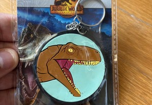 Porta-chaves "Jurassic Word T-Rex" (Fundo Azul) - Novo, Selado