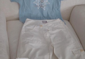 Conjunto Verão p/ menina 12/14 Anos: T-shirt+ Calça branca RIVER WOODS