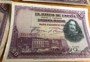 4 Notas antigas de 50 pesetas de 1928