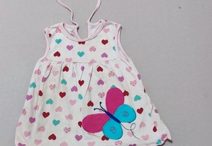 Vestido com corações e borboletas. Tamanho12-18 meses. 12-18 MESES