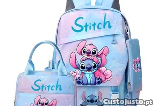 Conjunto mochila escolar stitch