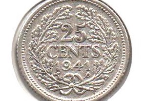 Holanda - 25 Cents 1941 - mbc+/bela prata