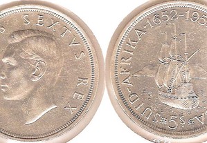 África do Sul(União) - 5 Shillings 1952 prata
