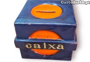 Mealheiro publicitrio CGD   faiana portuguesa c. 1960/70   Azul/Laranja   Design geomtrico