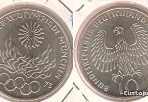 Alemanha - 10 Deutsche Mark 1972 F - soberba prata
