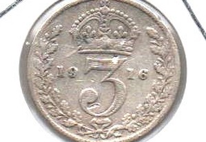 Grã Bretanha - 3 Pence 1916 - mbc prata