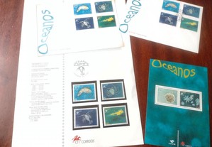 Oceanos - Pagela + envelope + 2 Bloco + Selos