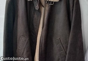 Casaco de couro - pele de porco - interior polyester - nunca usado