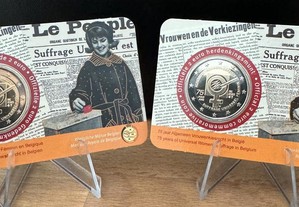 Bélgica Par coincards 2EUR Sufragio Feminino