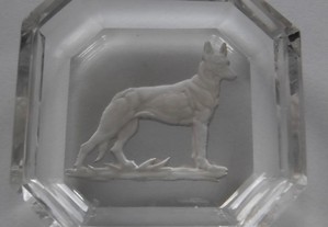 Séc XIX - RARO Especieiro em cristal da Boémia talhado e pantografado