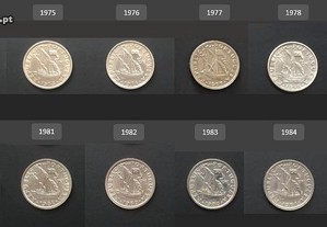 Moedas Portugal 2$50 anos 1974 a 1985