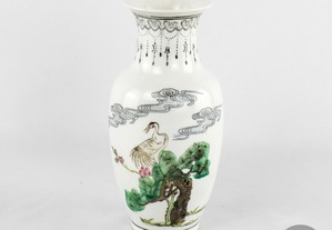 Jarra porcelana da China, Garça e caracteres chineses, Circa 1960