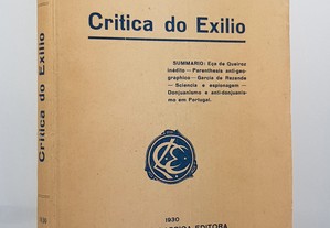 Fidelino de Figueiredo // Crítica do Exílio 1930