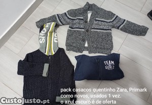 Pack 3 Casacos Infantis   Zara e Primark   Como Novos