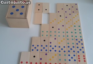 Jogo Dominó IKEA Lattjo Madeira Peças Grandes Completo