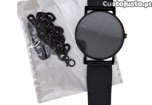 Relgio + Pulseira Preto NOVO