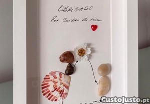 Quadro Decorativo Personalizado com Pedras Naturais    Obrigado por Cuidar de Mim 