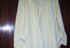 camisa de dormir amarela c/2 mini pompons e pantuf