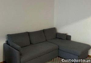 Sofa Cama Chaise Longue Cinzento com Arrumao Conforama