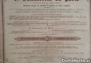 Cartaz publicitrio de grandes dimenses original do Jornal O Commercio do Porto - Ano 188? Raro