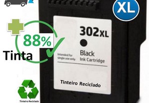 302 XL Tinteiro HP Alta capacidade Reciclado PRETO + 88% Tinta