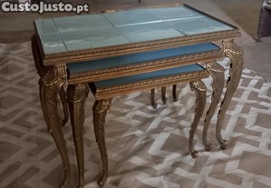 Hollywood Regency Nesting Tables in Old Bronze, 1960s, Set of 3