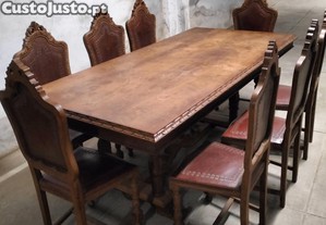 Moblia de sala completa em madeira de castanho