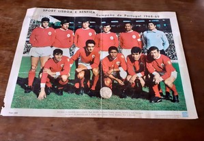 Benfica campeão de Portugal 1968/69 poster raro
