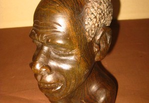 Antigo busto figura pedra homem africano art Shona