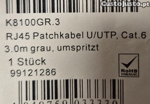 Cabo Ethernet cat.6 3 metros EFB-Elektronik cinzento NOVO
