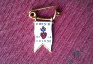Antigo Emblema Lapela Esmaltado Sacre Coeur Espoir de la France