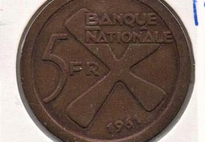 Catanga - 5 Francs 1961 - bela/soberba