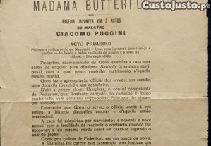 Antiga Brochura Giacomo Puccini - Madama Butterfly