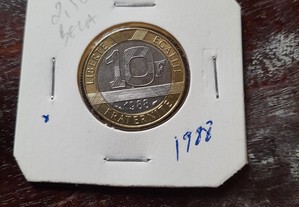 Moeda 10 francos 1988