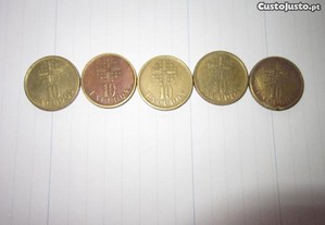 lote de 5 moedas antigas 10 escudos 1986