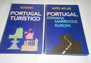 Dois Livros Auto Atlas Portugal,Espanha ,Marrocos ,Europa e Portugal Turístico 1984