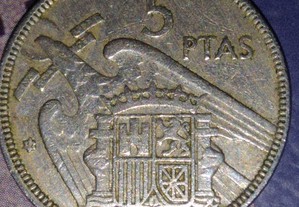 Moeda 5 pesetas rara 1957