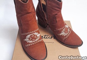 Botas Pele Camurça Botins Castanho Senhora 40