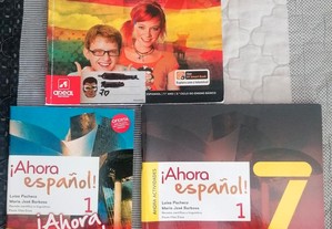 Manual e caderno exercícios espanhol Ahora Español 1, 7 ano, sem anotações