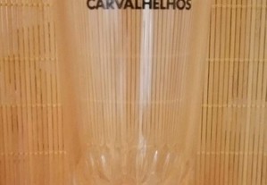 Copo antigo em vidro com publicidade das Águas de Carvalhelhos ( rótulo Preto )
