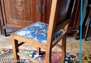 Cadeira madeira 1930 art dco com assento estofado para restauro