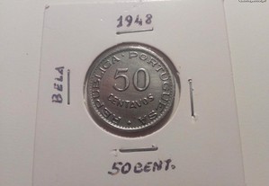 Portugal-Angola 50 Centavos de 1948, como Nova!
