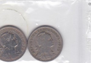 Lote de 2 moedas de $50 centavos alpaca 1930