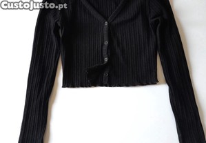 Camisola crop top de malha preta da Pull & Bear 72% algodo