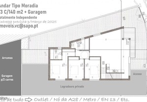 Andar Tipo Moradia T3 com 140 m2 + Garagem e arrumos